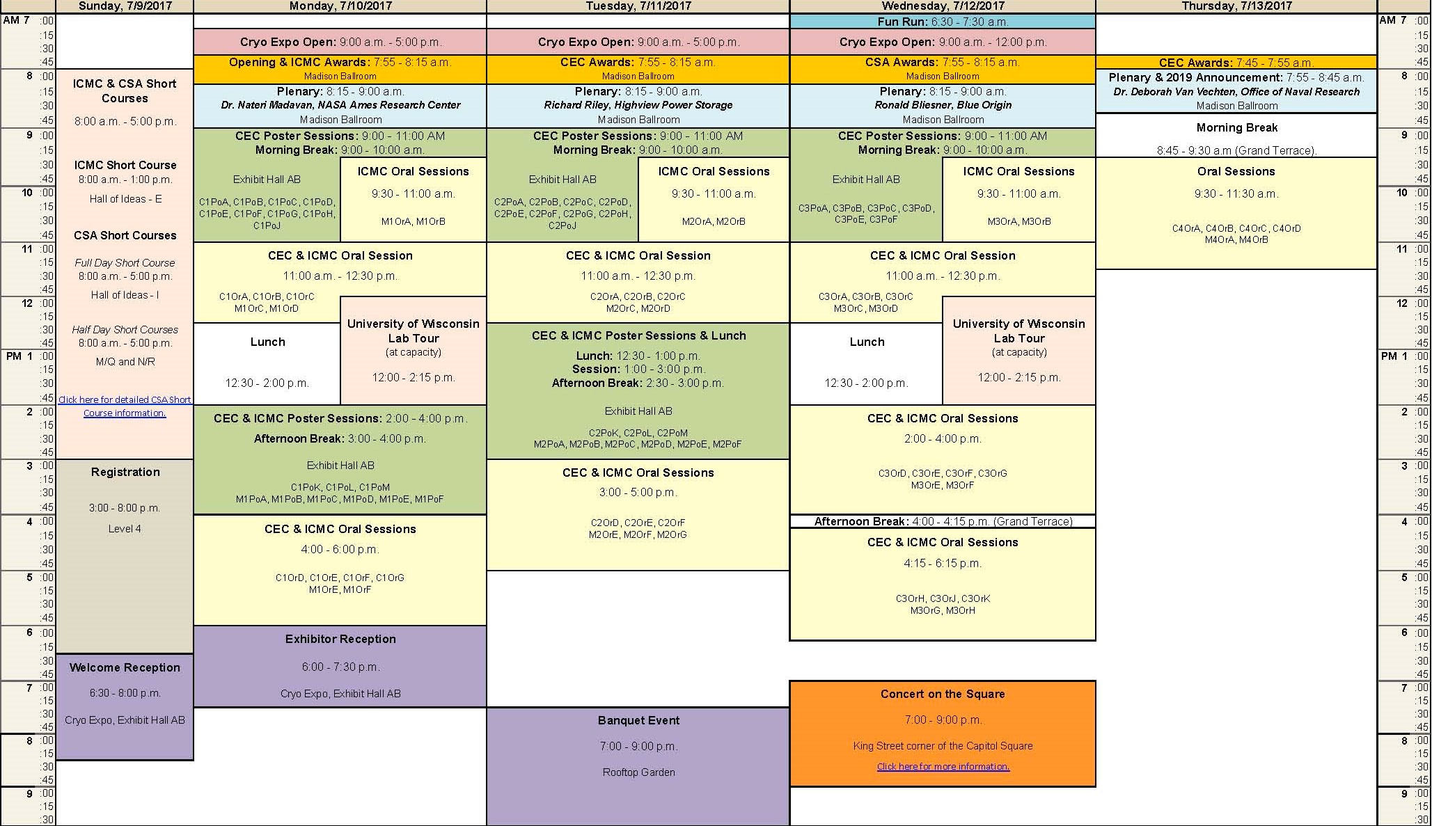 Click on the image to download the Schedule at a Glance in PDF format. Schedule at at Glance 2017 v11